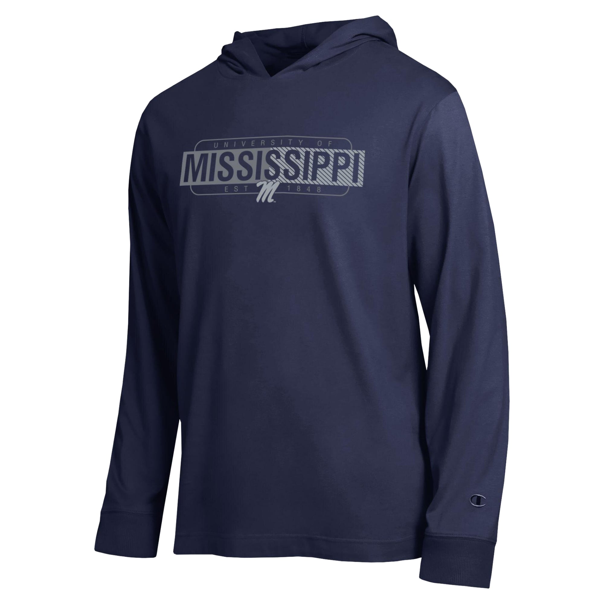Men's Champion  Navy Ole Miss Rebels Gradient All-Star Long Sleeve Hooded T-Shirt